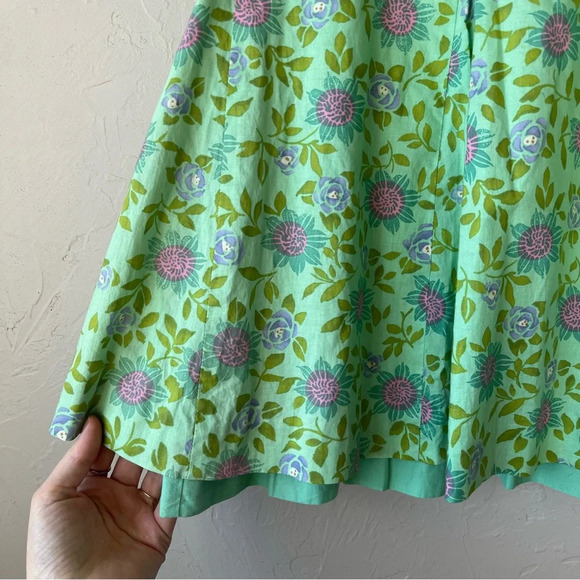 Garnet Hill Green Pleated Midi Skirt Resort Wear - Picture 3 of 6